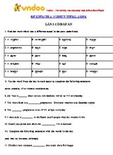 Đề kiểm tra 15 phút môn Tiếng Anh Lớp 6 lần 3 (Có đáp án)